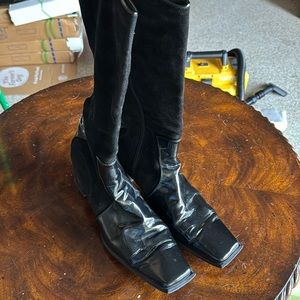 Stuart weitzman black leather and suede black boots size 12
